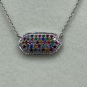 Fresh & Co CZ white gold dipped choker 15” & 2” extender